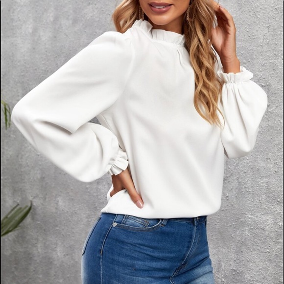 Boho Green Ruffle Frill Sleeve Office Work Top Blouse - Picture 11 of 15